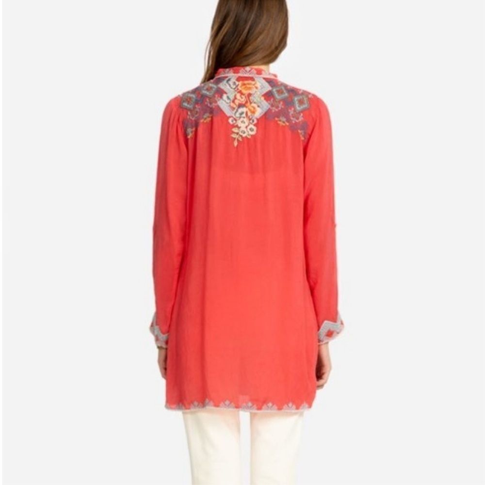 Johnny Was Harlow Floral V-Neck Embroidered Tunic Top Bohemian Cottagecore - Picture 3 of 16
